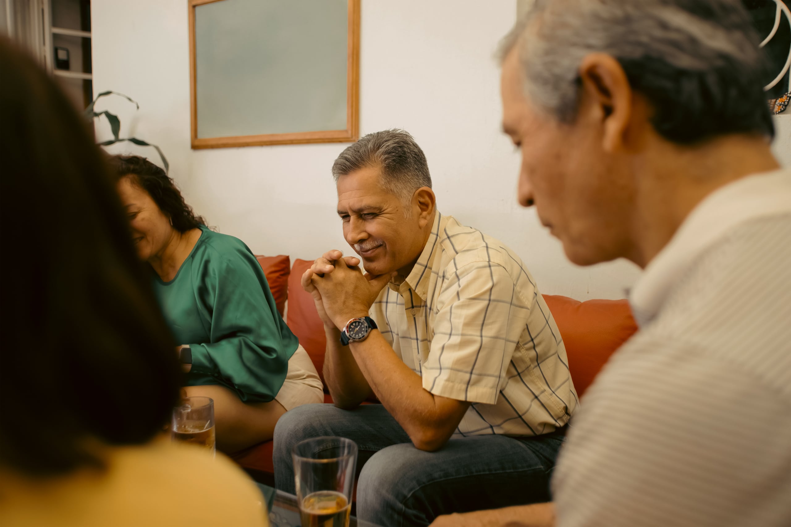 A man in Florida reflecting during a gambling recovery group support session with Playwise.